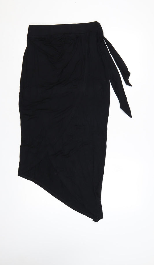 ASOS Women’s Black Wrap Midi Skirt Size 10 Viscose Stretch