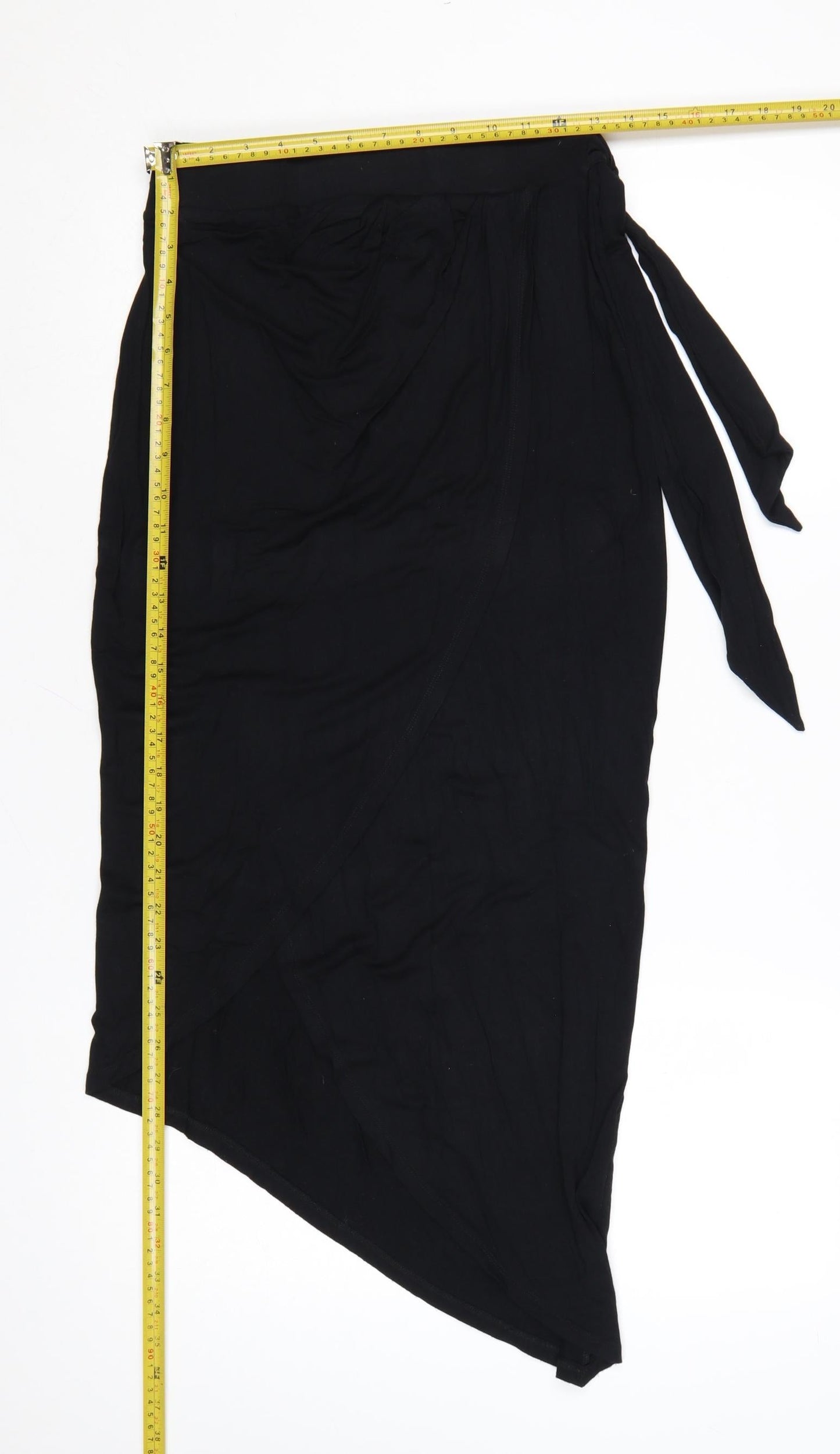 ASOS Women’s Black Wrap Midi Skirt Size 10 Viscose Stretch