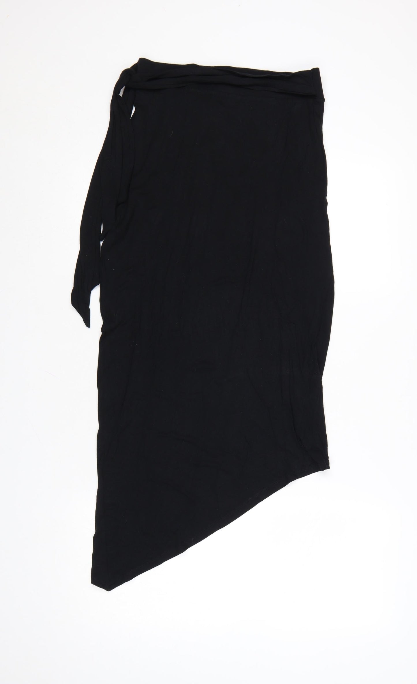 ASOS Women’s Black Wrap Midi Skirt Size 10 Viscose Stretch