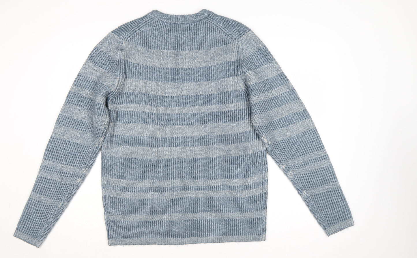 Marks and Spencer Men's Blue Striped Crew Neck Pullover Jumper M