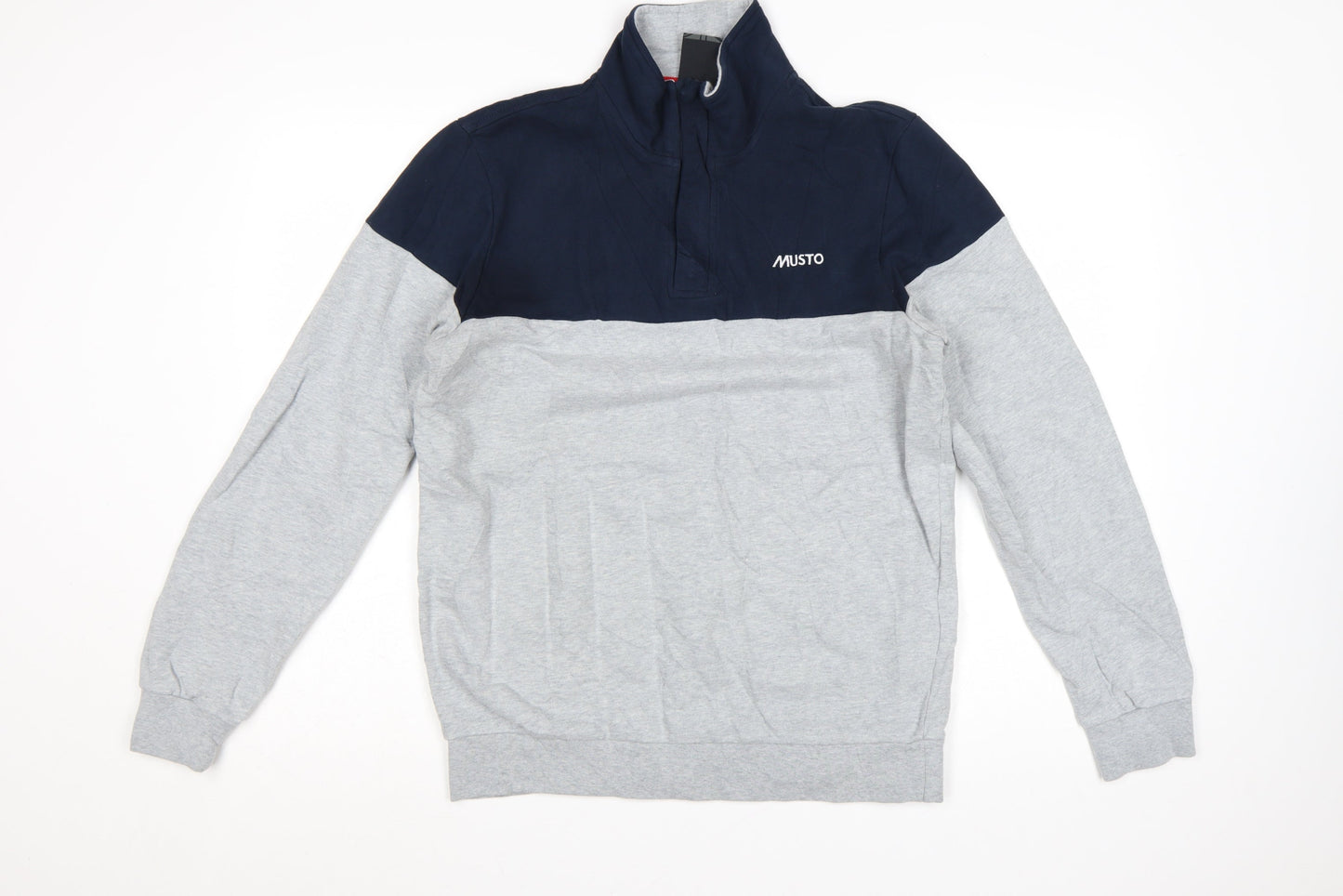 Musto Men's Grey & Navy 1/2 Zip Cotton Sweatshirt M