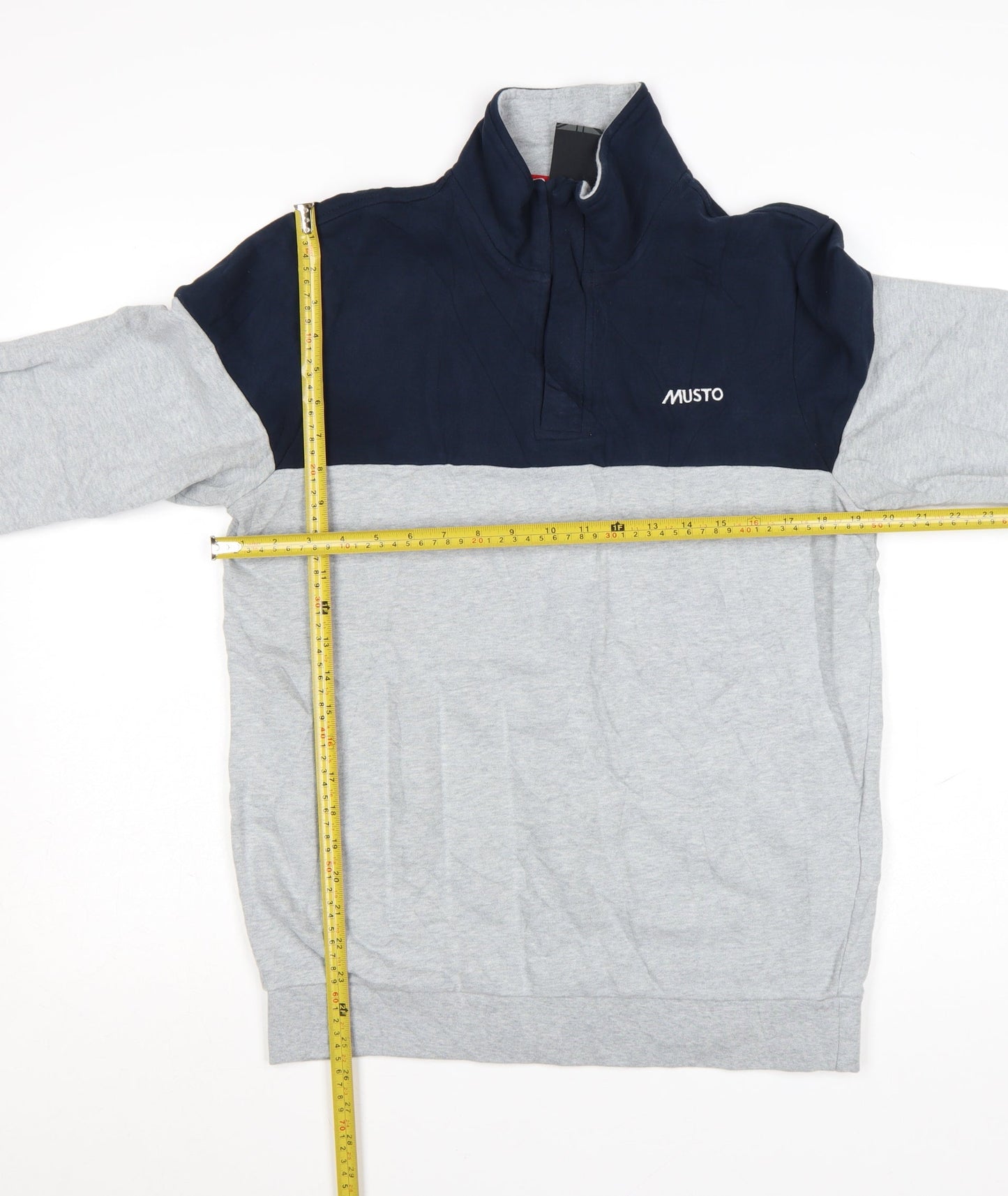 Musto Men's Grey & Navy 1/2 Zip Cotton Sweatshirt M
