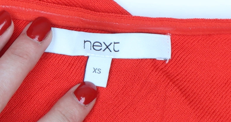 Next Women's Red One Shoulder Ruffle Knit Top Size XS
