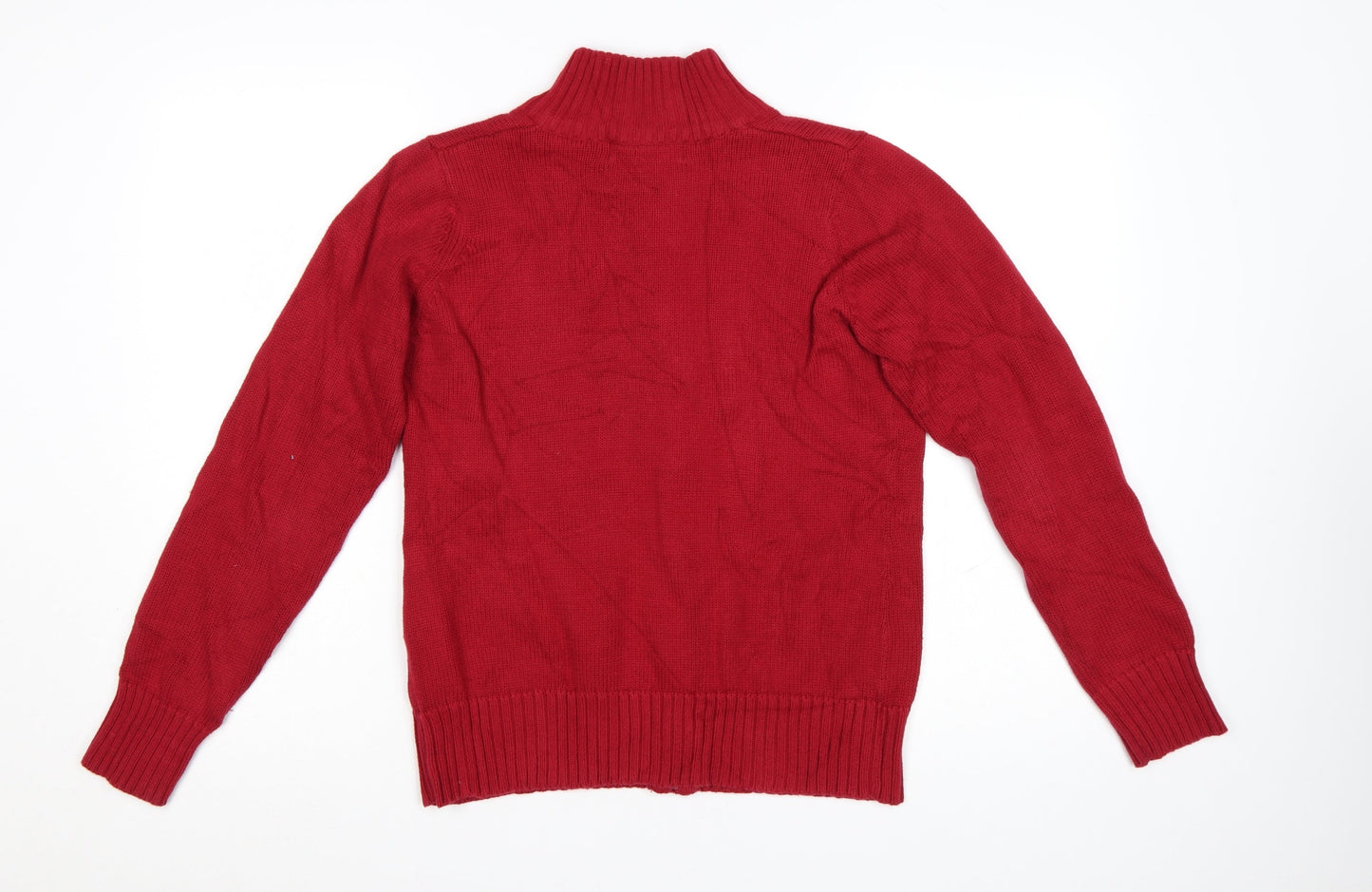 EWM Women’s Red Cotton Full Zip Jumper Size 14 Mock Neck