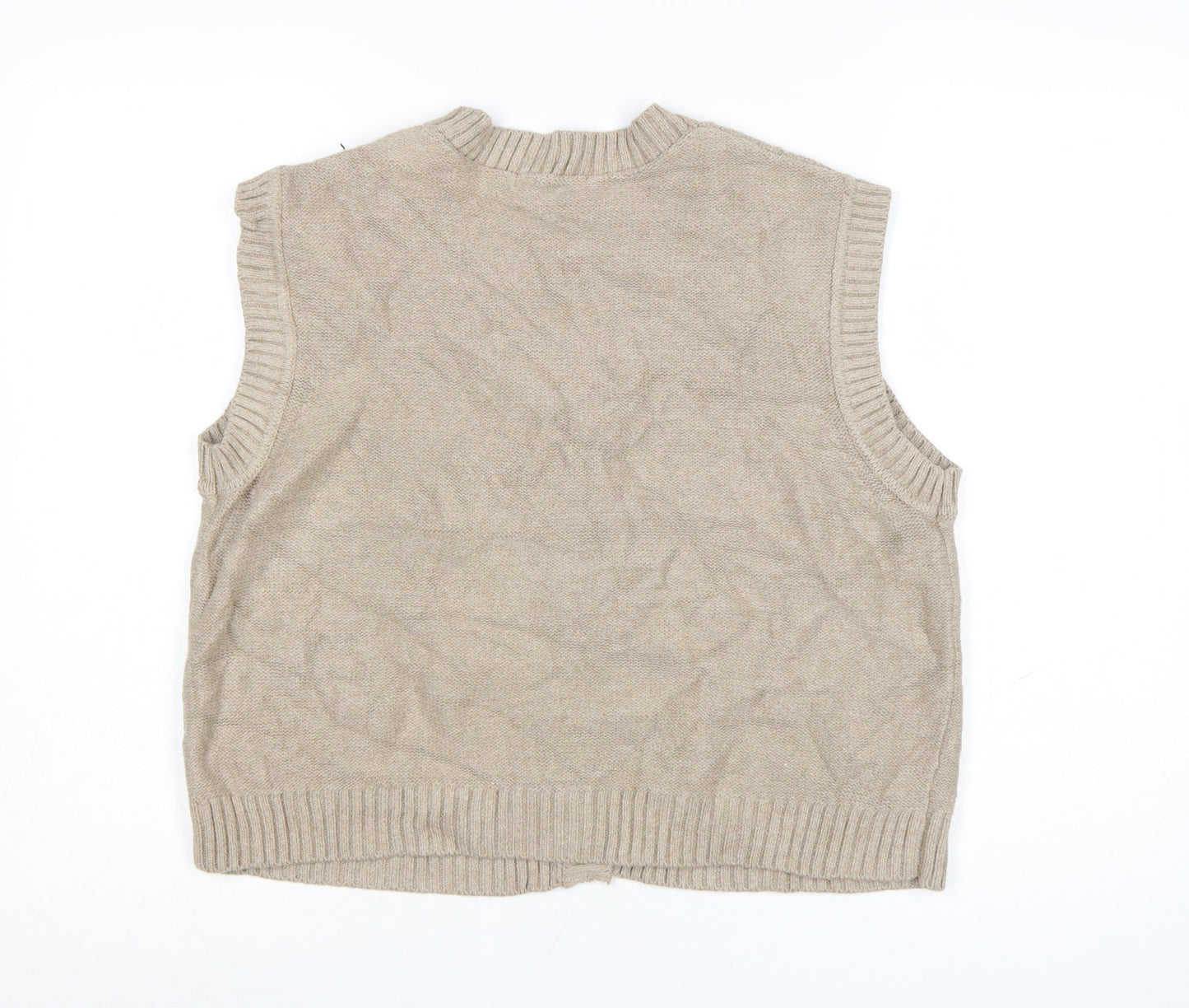 Marks and Spencer Women’s Beige Cable-Knit Wool Blend Sleeveless Vest L
