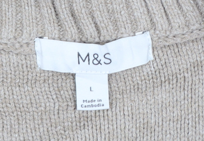 Marks and Spencer Women’s Beige Cable-Knit Wool Blend Sleeveless Vest L