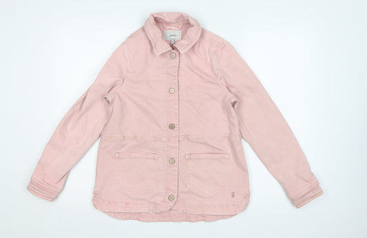 Joules Women Pink Cotton Mid-Length Casual Jacket UK 8