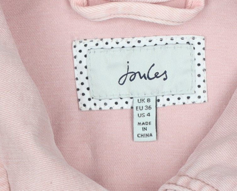 Joules Women Pink Cotton Mid-Length Casual Jacket UK 8