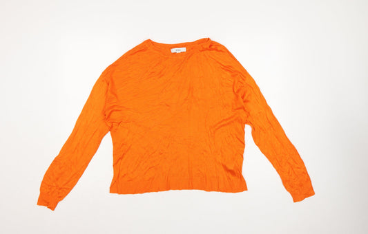 Marks and Spencer Women's Orange Crew Neck Long Sleeve Pullover Jumper M