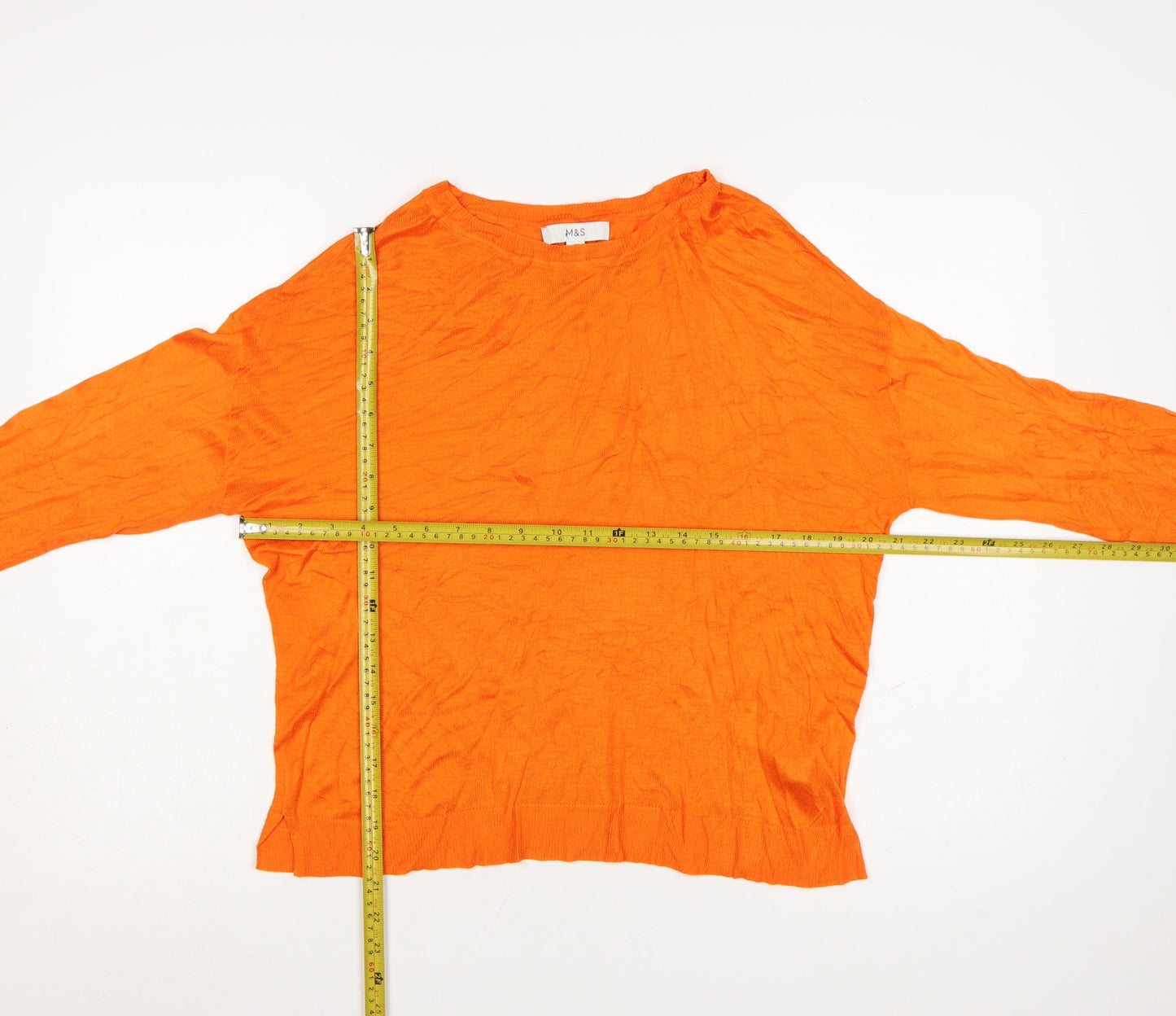 Marks and Spencer Women's Orange Crew Neck Long Sleeve Pullover Jumper M
