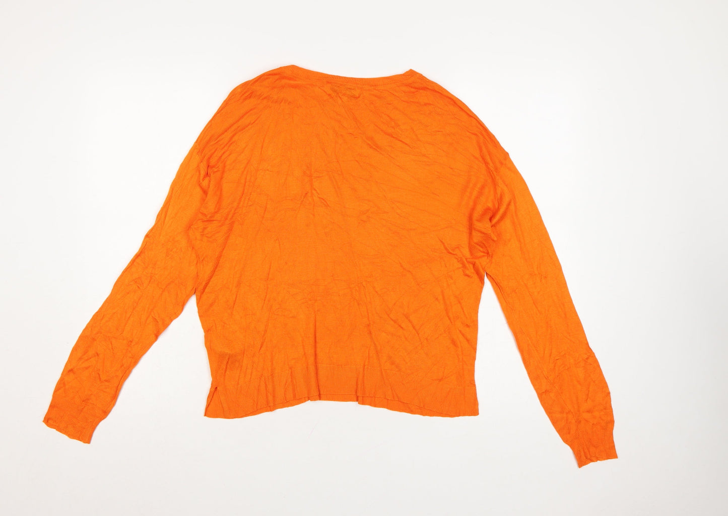 Marks and Spencer Women's Orange Crew Neck Long Sleeve Pullover Jumper M