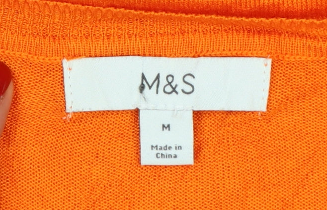 Marks and Spencer Women's Orange Crew Neck Long Sleeve Pullover Jumper M