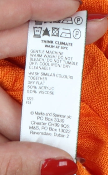Marks and Spencer Women's Orange Crew Neck Long Sleeve Pullover Jumper M