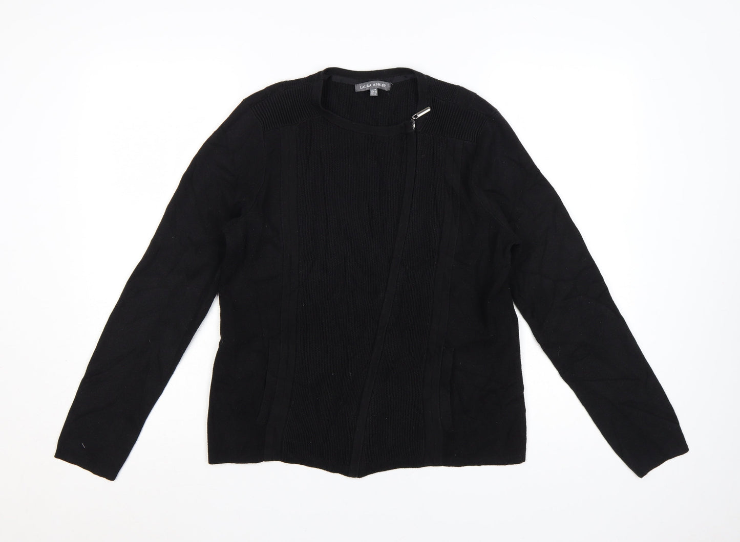 Laura Ashley Women's Black Size 14 Knit Zip Cardigan