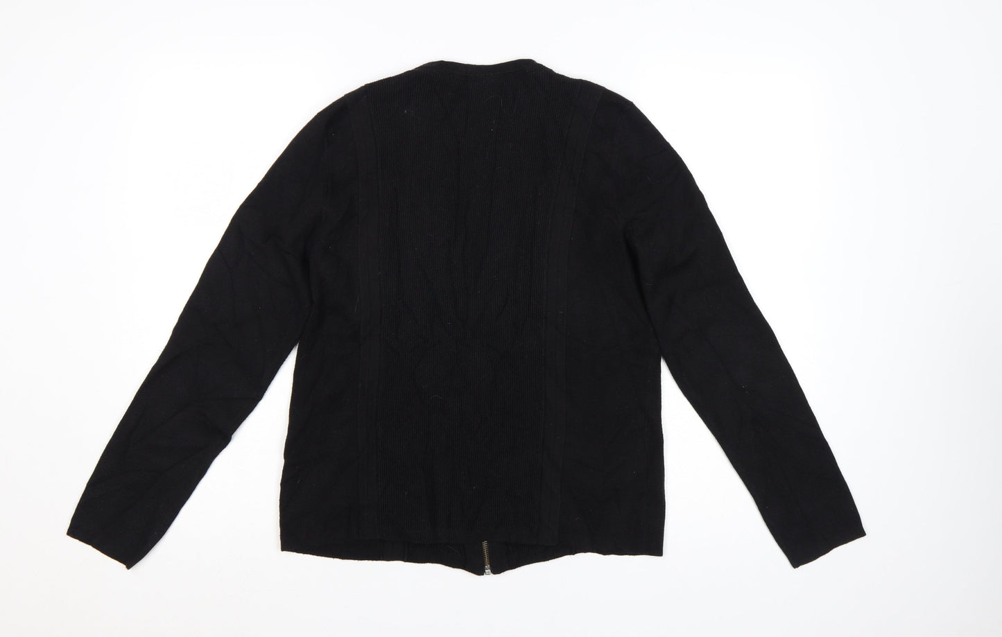 Laura Ashley Women's Black Size 14 Knit Zip Cardigan