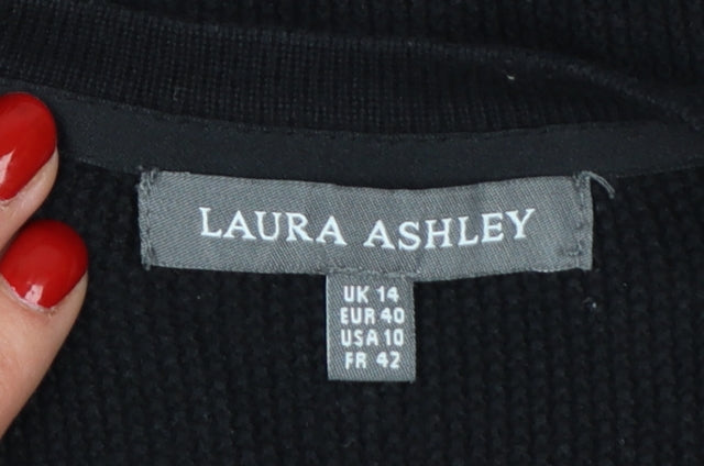 Laura Ashley Women's Black Size 14 Knit Zip Cardigan