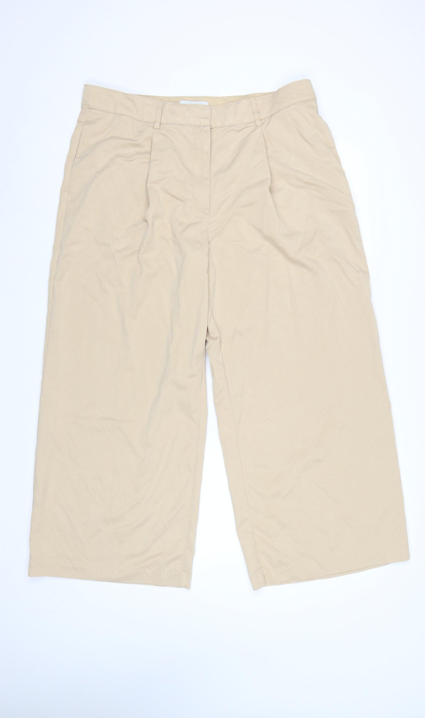 Marks and Spencer Women Beige Chino Trousers Size 18 Short