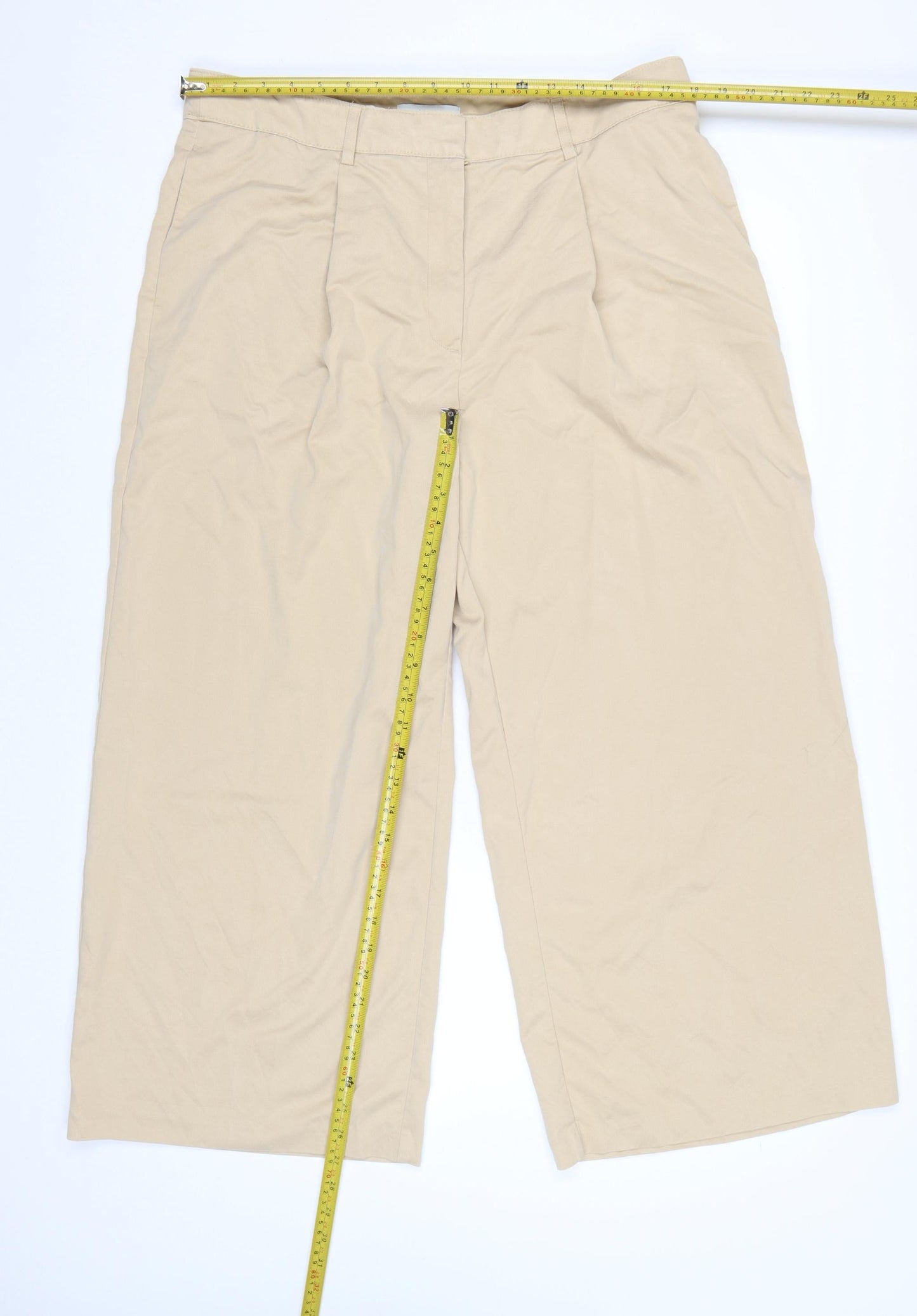 Marks and Spencer Women Beige Chino Trousers Size 18 Short