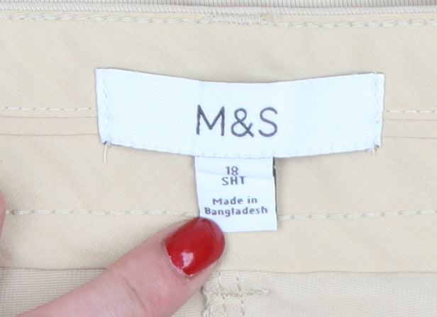 Marks and Spencer Women Beige Chino Trousers Size 18 Short