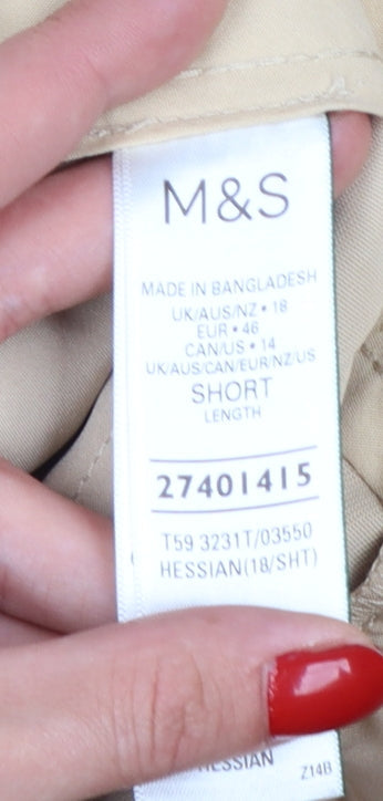 Marks and Spencer Women Beige Chino Trousers Size 18 Short