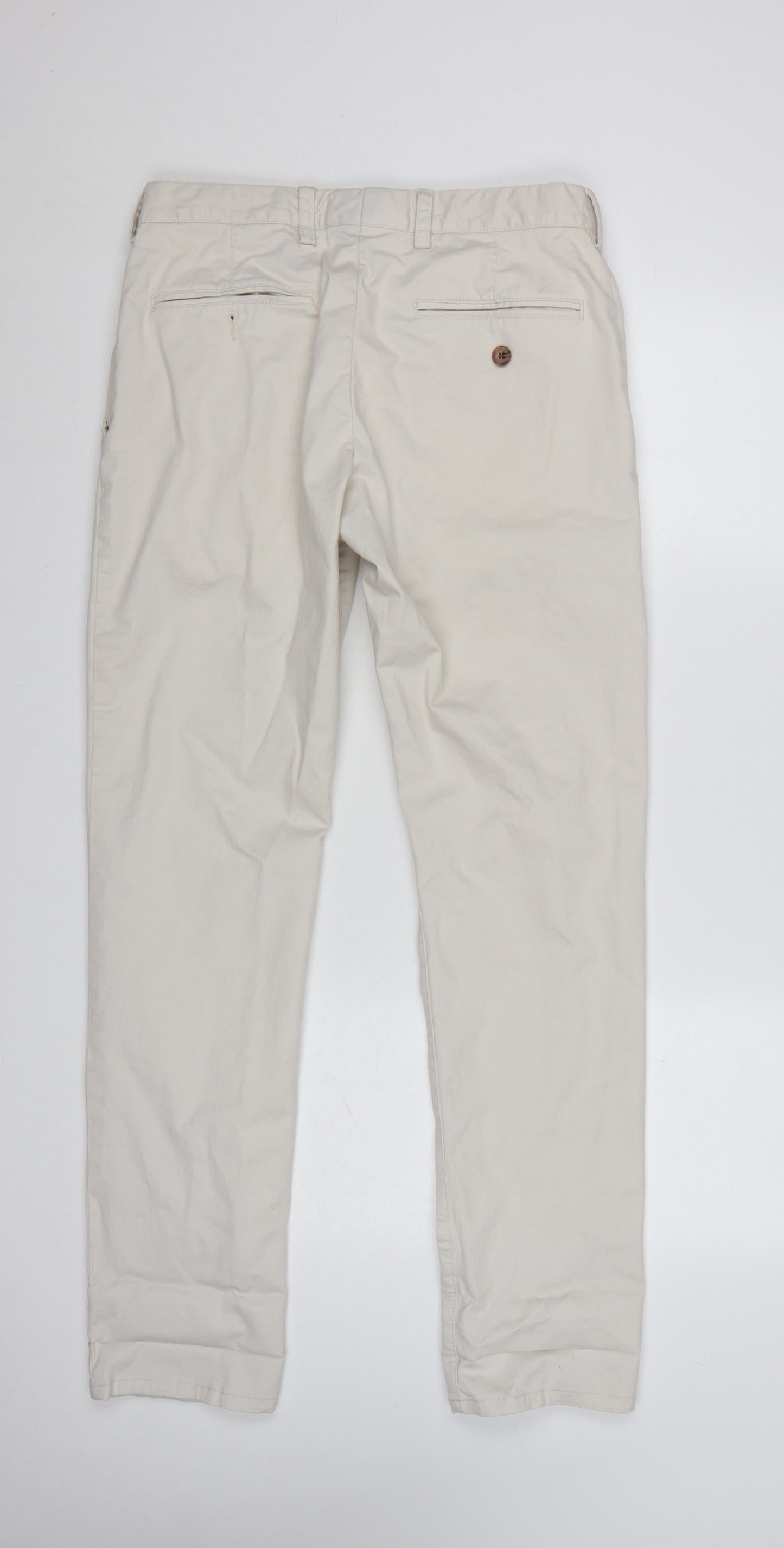 French Connection Men's Beige Slim Fit Cotton Chino Trousers Size 30