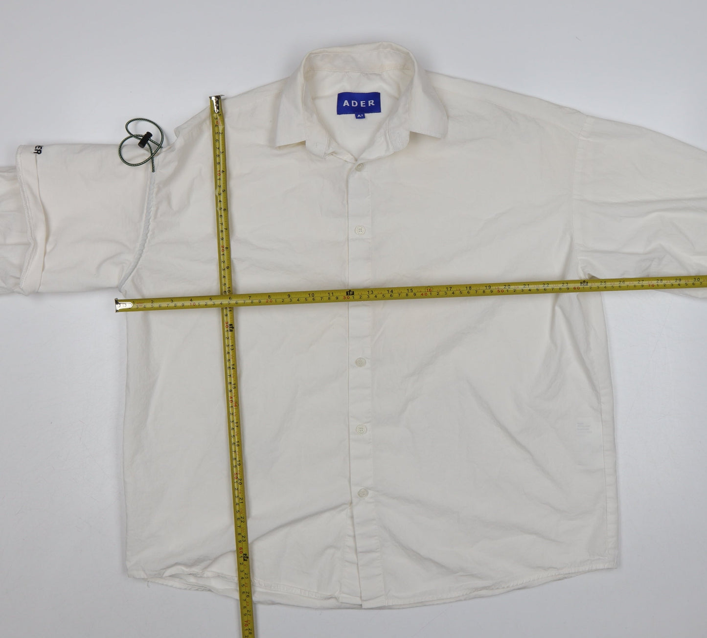 ADER Men White Cotton Button-Up Long Sleeve Casual Shirt One Size