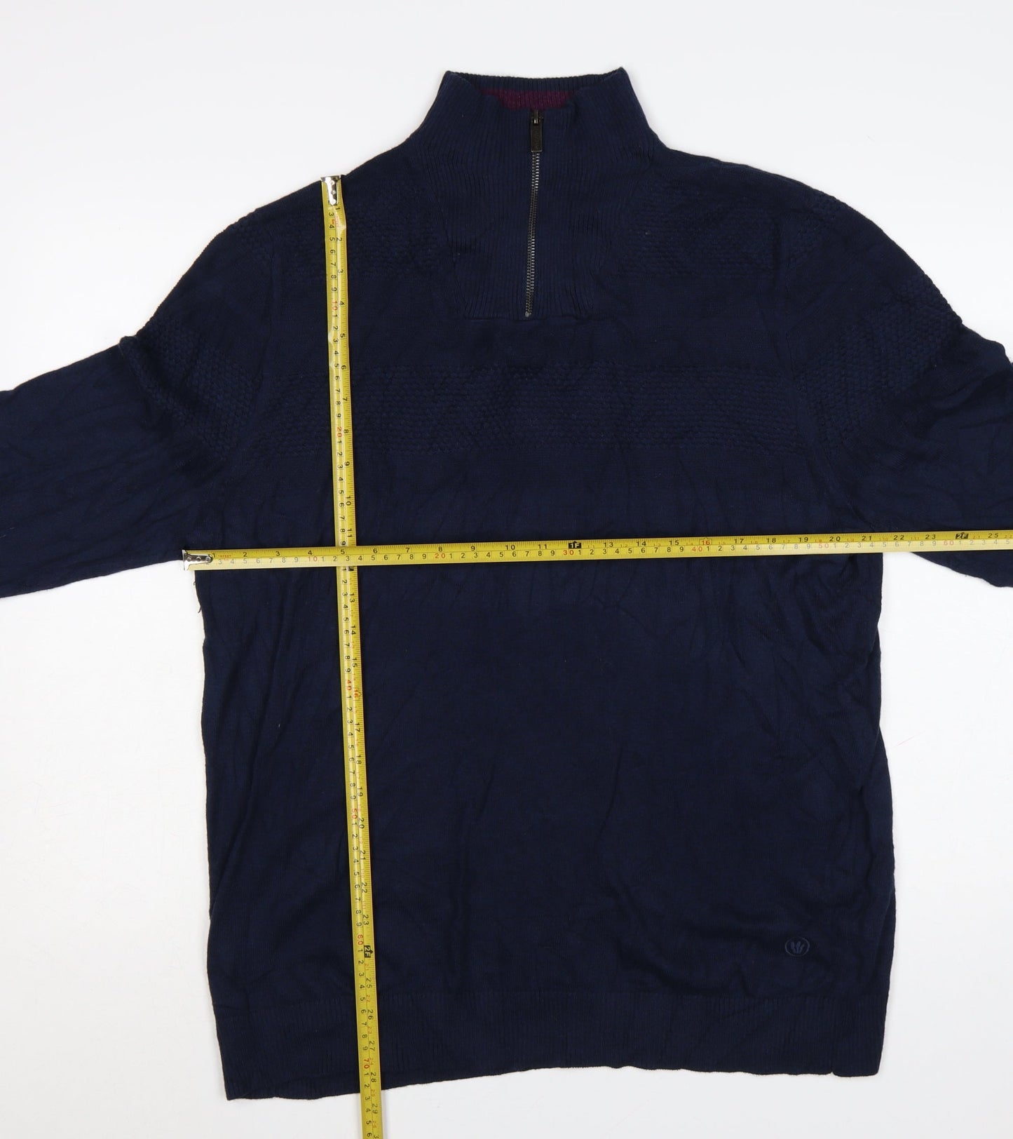 FatFace Men's Blue XL 1/2 Zip Cotton Cashmere Jumper