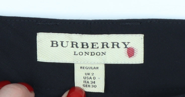 Burberry Women Black Wool Tailored Dress Pants Size 2