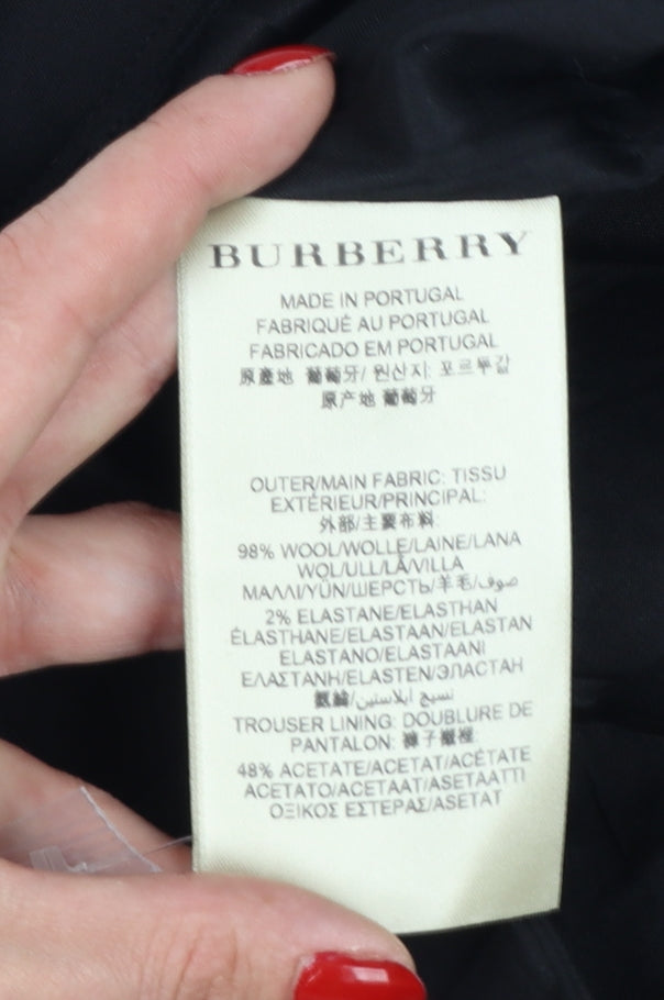 Burberry Women Black Wool Tailored Dress Pants Size 2