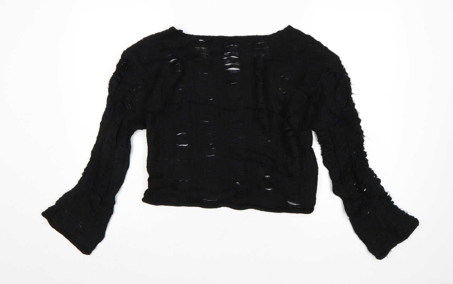 ASOS DESIGN Women's Black Open-Knit V-Neck Jumper UK 6