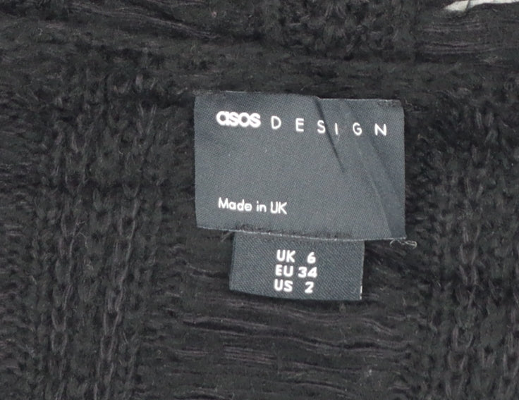 ASOS DESIGN Women's Black Open-Knit V-Neck Jumper UK 6