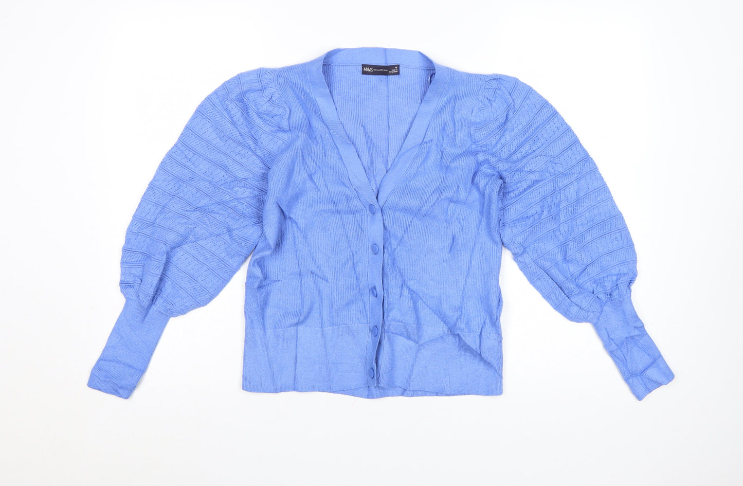 Marks and Spencer Women's Blue Puff Sleeve Cardigan Size 10