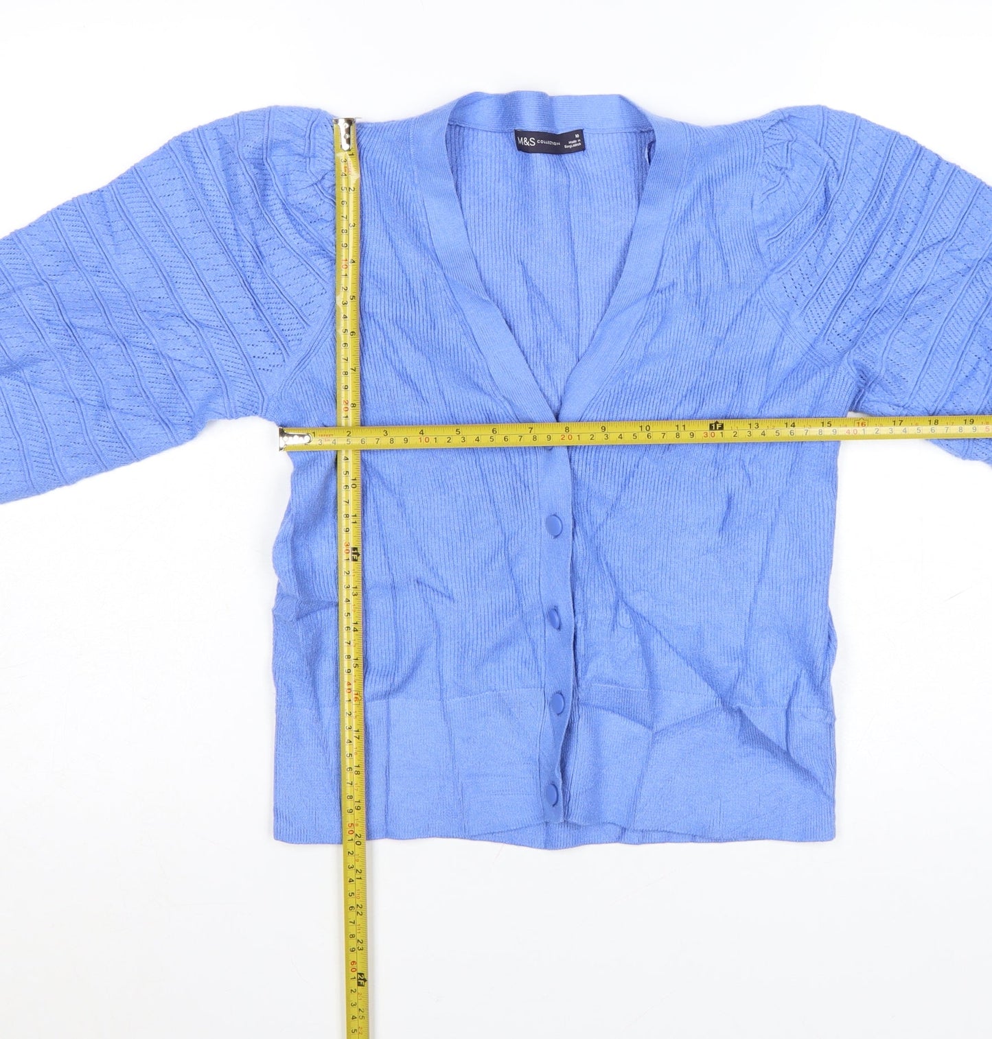 Marks and Spencer Women's Blue Puff Sleeve Cardigan Size 10
