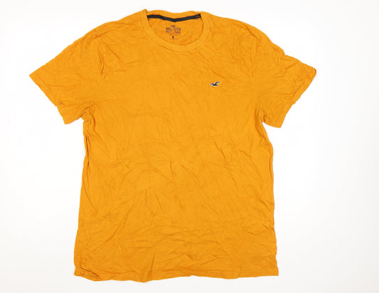 Hollister Men's Must-Have Yellow Cotton Crew Neck T-Shirt XL