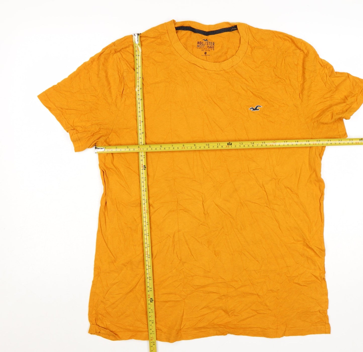 Hollister Men's Must-Have Yellow Cotton Crew Neck T-Shirt XL