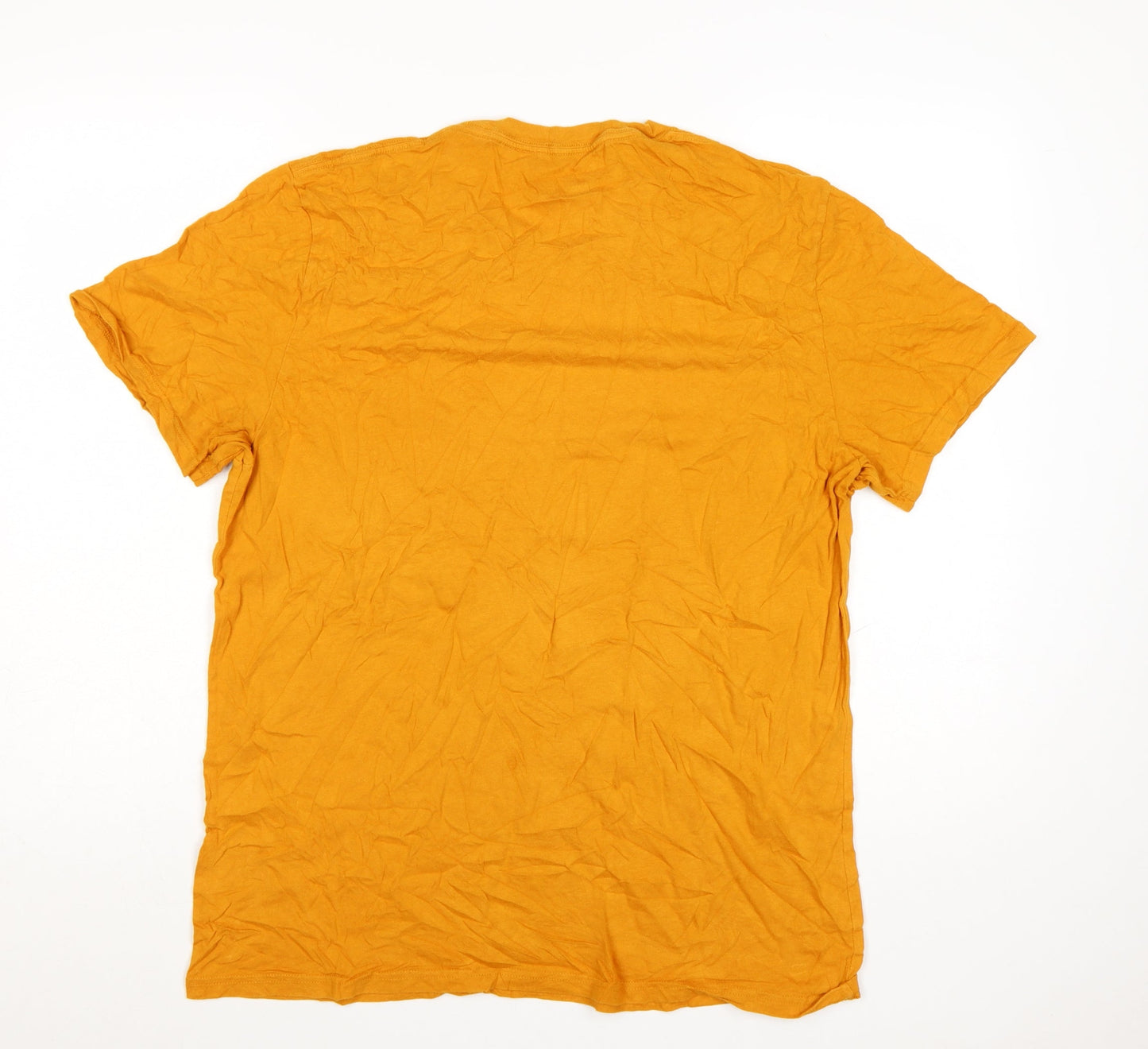 Hollister Men's Must-Have Yellow Cotton Crew Neck T-Shirt XL
