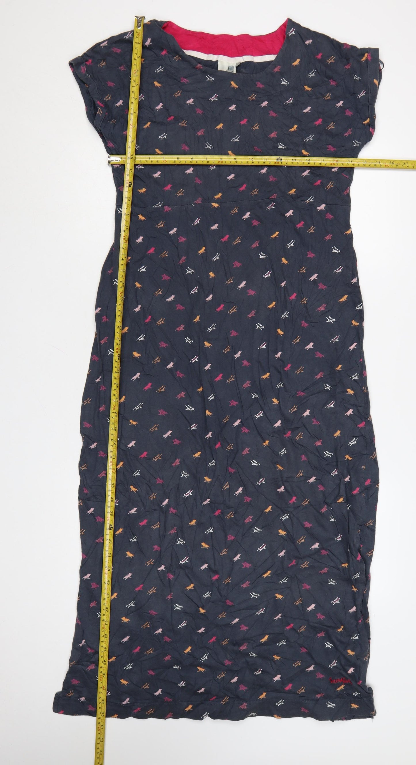 Weird Fish Women Blue Animal Print Cotton Midi Shift Dress Size 14