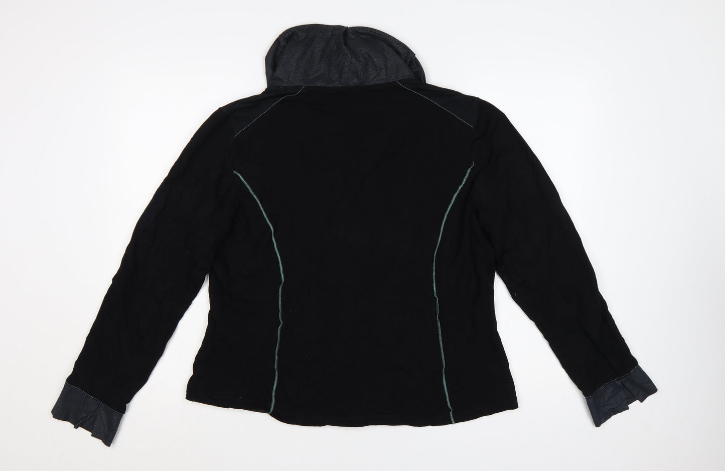 Biba Women's Black Cowl Neck Embroidered Tunic Blouse Size 20