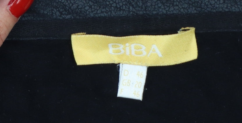 Biba Women's Black Cowl Neck Embroidered Tunic Blouse Size 20