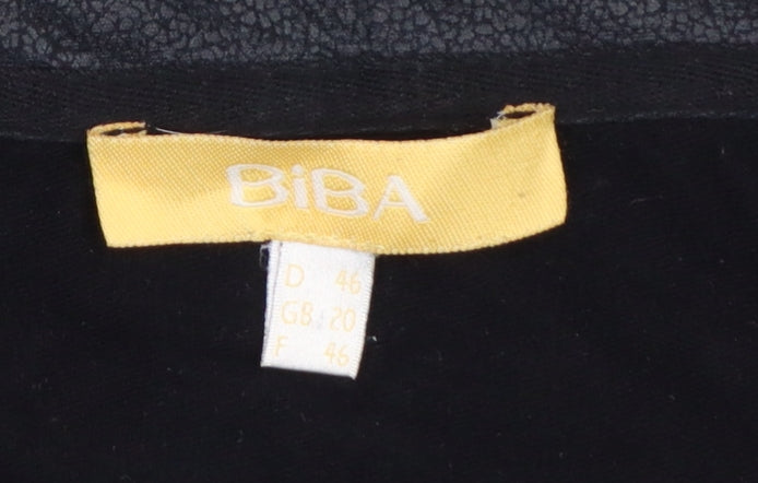 Biba Women's Black Cowl Neck Embroidered Tunic Blouse Size 20