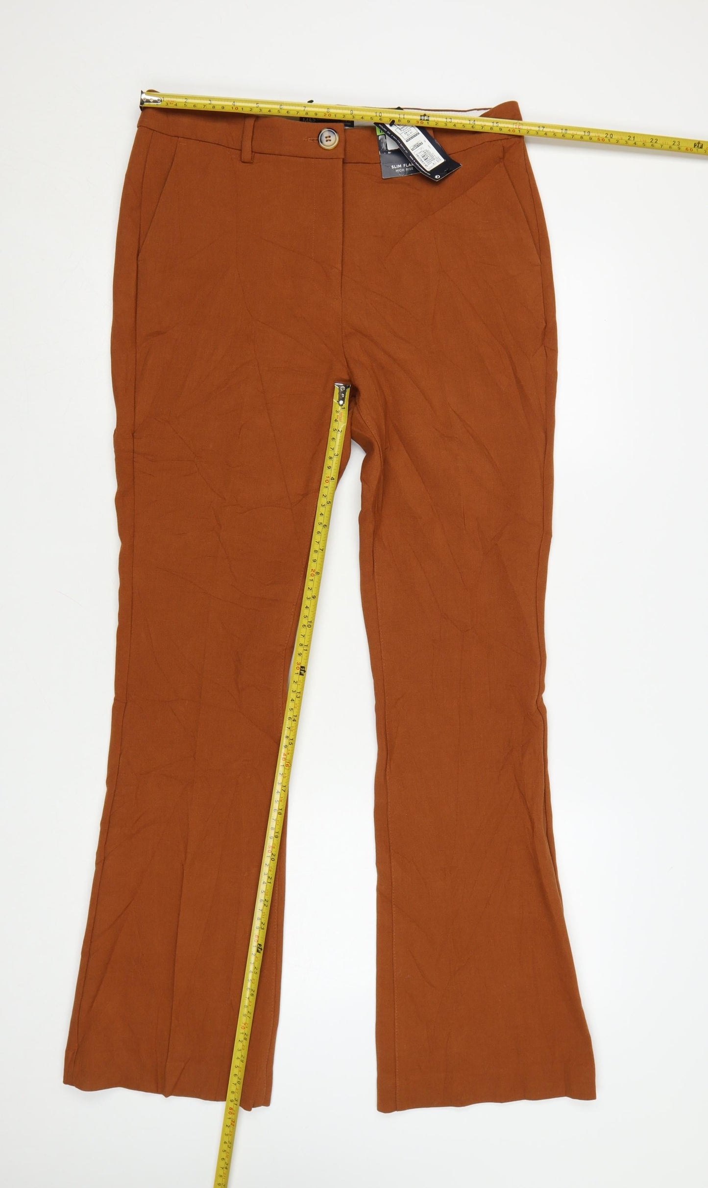 Marks and Spencer Women’s Brown Slim Flared Trousers Size 12 Long