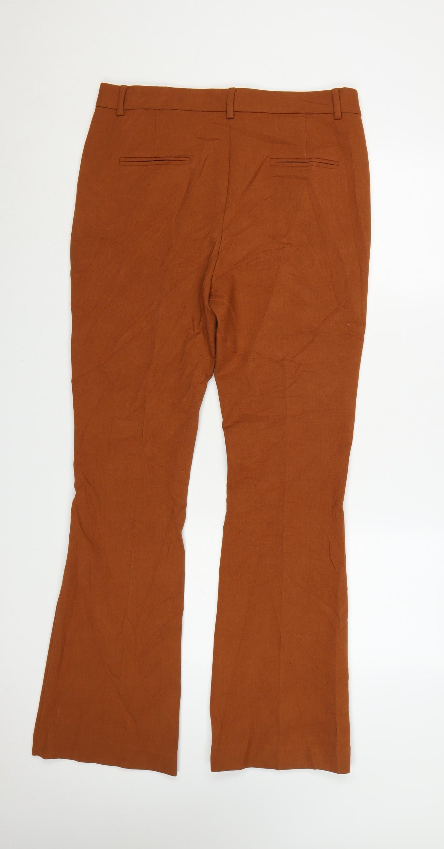 Marks and Spencer Women’s Brown Slim Flared Trousers Size 12 Long