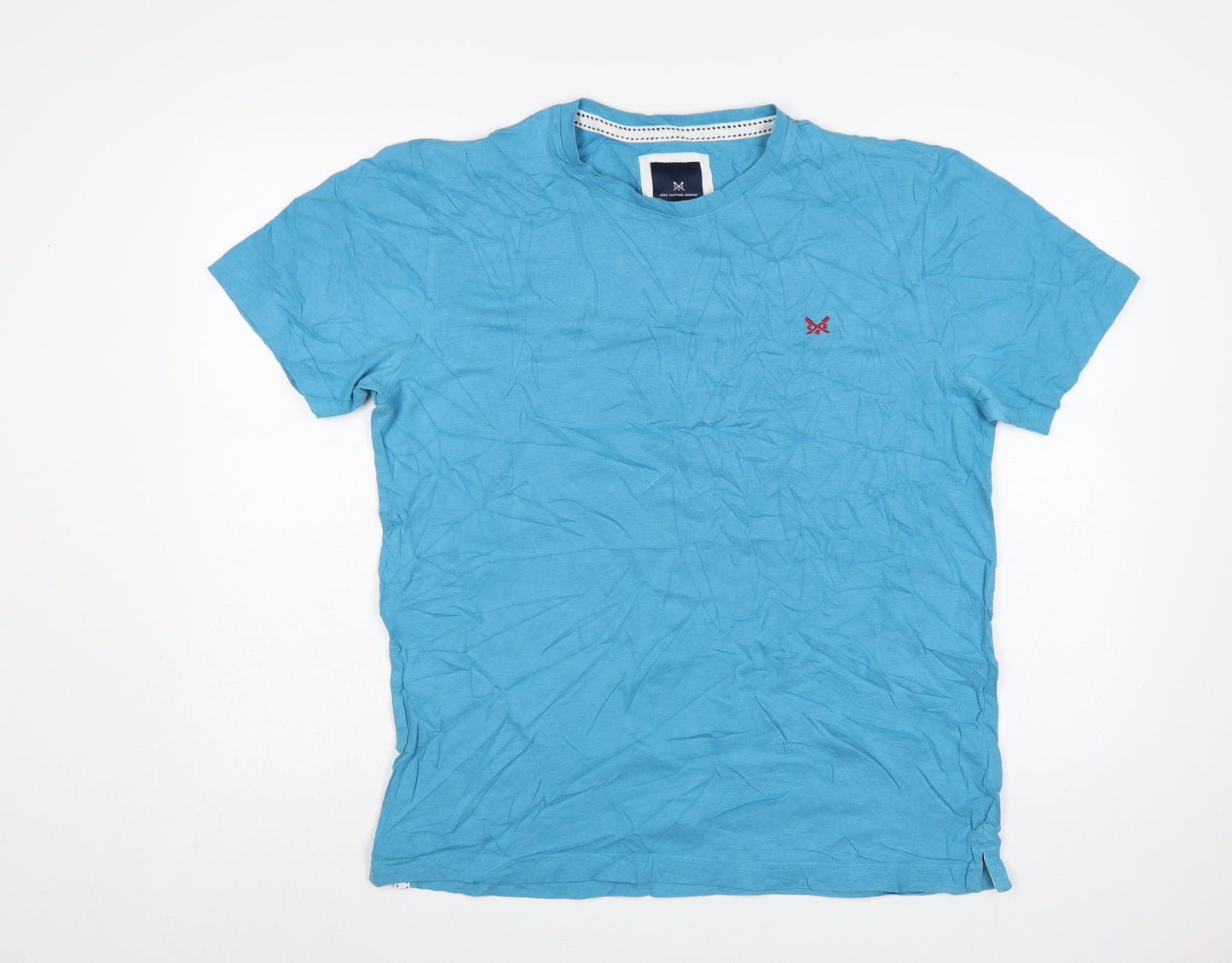 Crew Clothing Company Men's Blue Cotton Crew Neck T-Shirt Size L