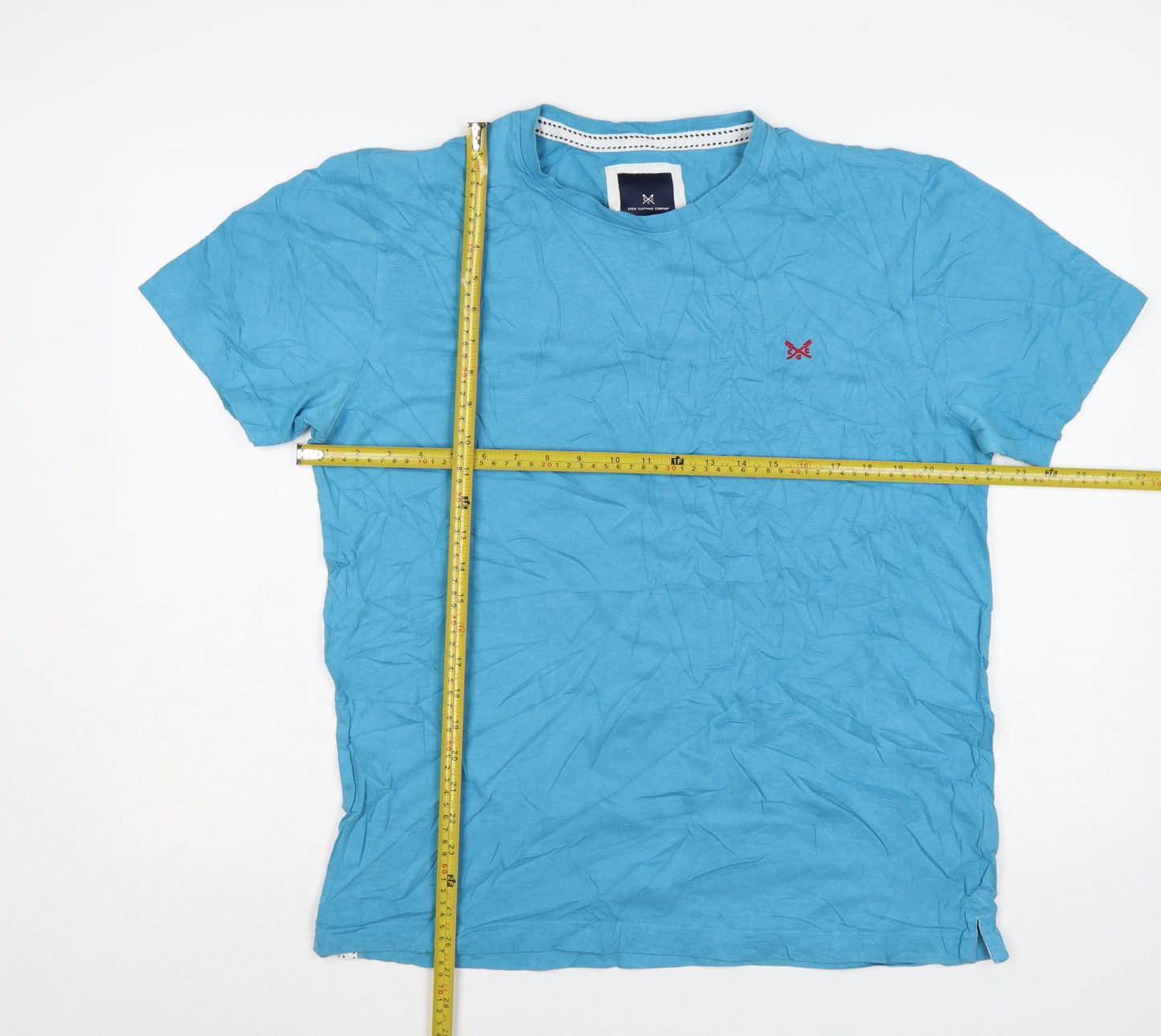 Crew Clothing Company Men's Blue Cotton Crew Neck T-Shirt Size L