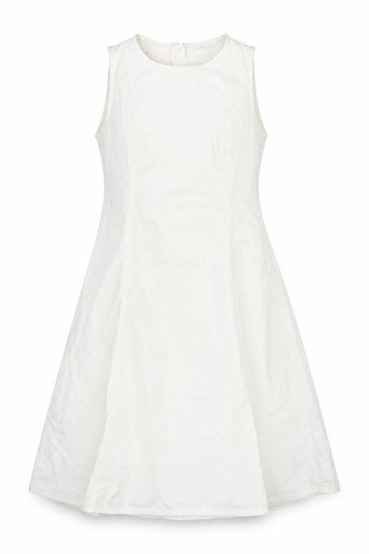 Marks and Spencer Women White Cotton A-Line Sleeveless Petite Dress Size 16
