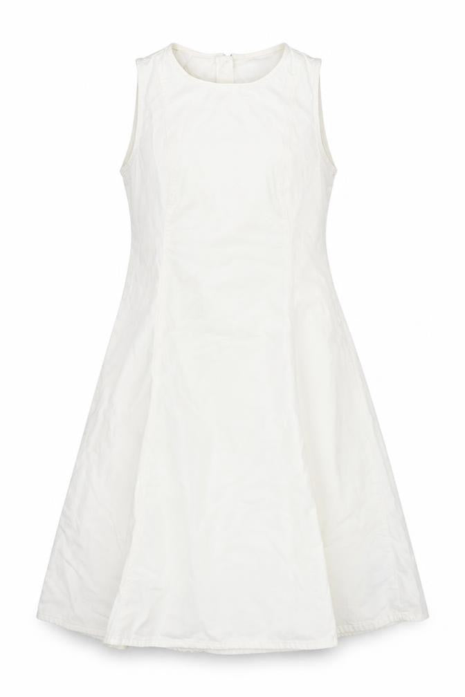 Marks & Spencer Women White Cotton A-Line Sleeveless Petite Dress Size 16