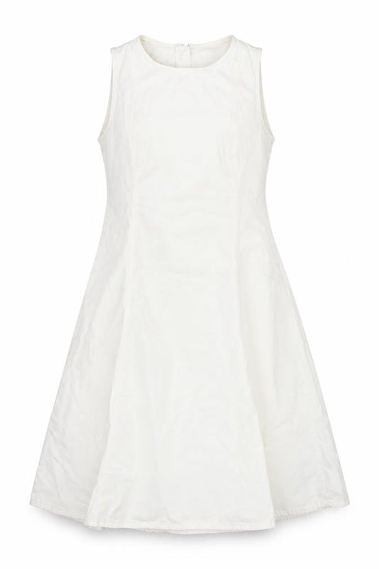 Marks & Spencer Women White Cotton A-Line Sleeveless Petite Dress Size 16