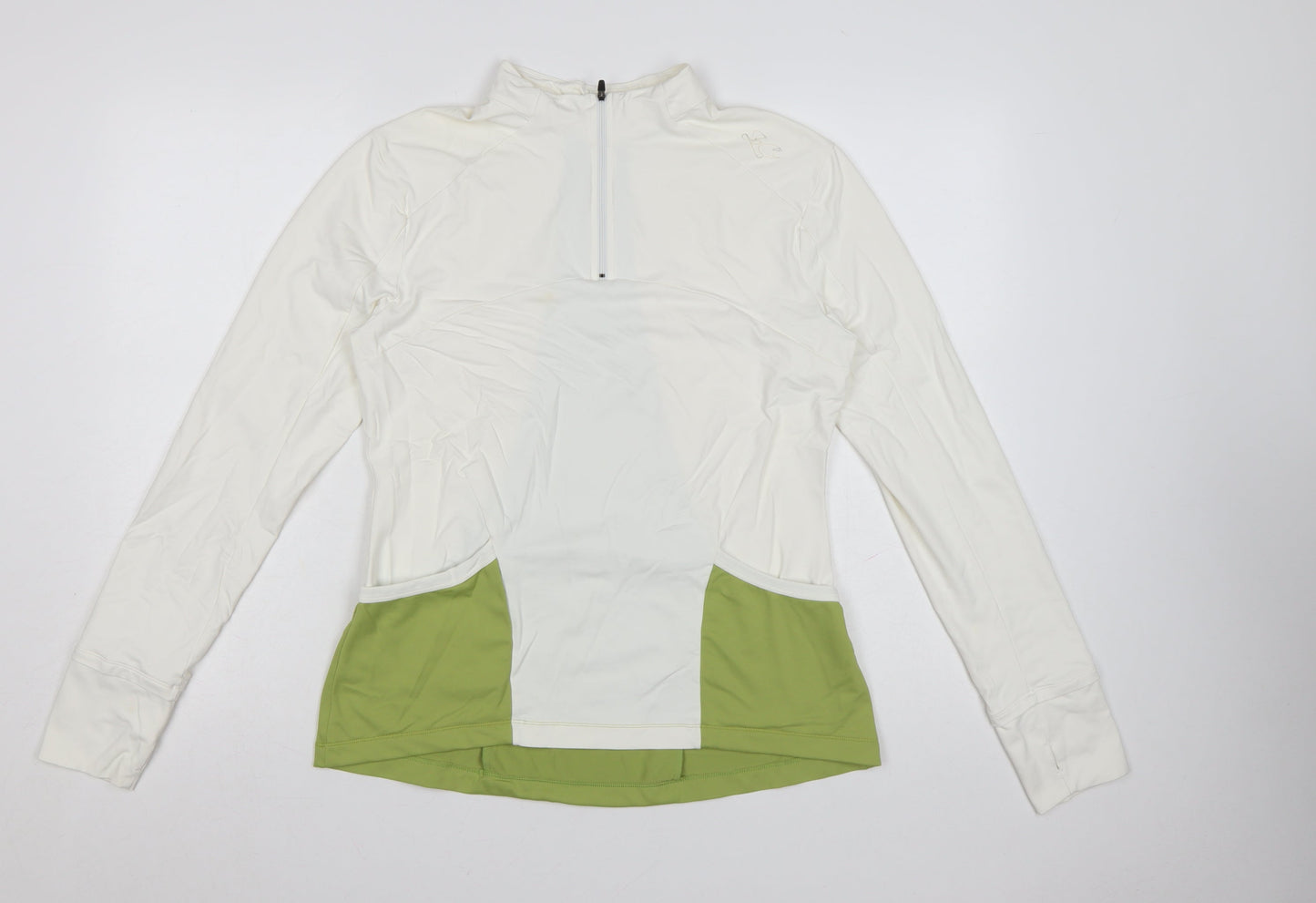ZCA Women’s Ivory & Green 1/2 Zip Pullover Hoodie XL Polyamide Blend