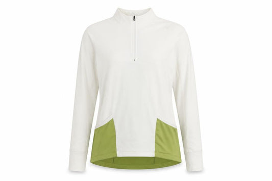 ZCA Women’s Ivory & Green 1/2 Zip Pullover Hoodie XL Polyamide Blend