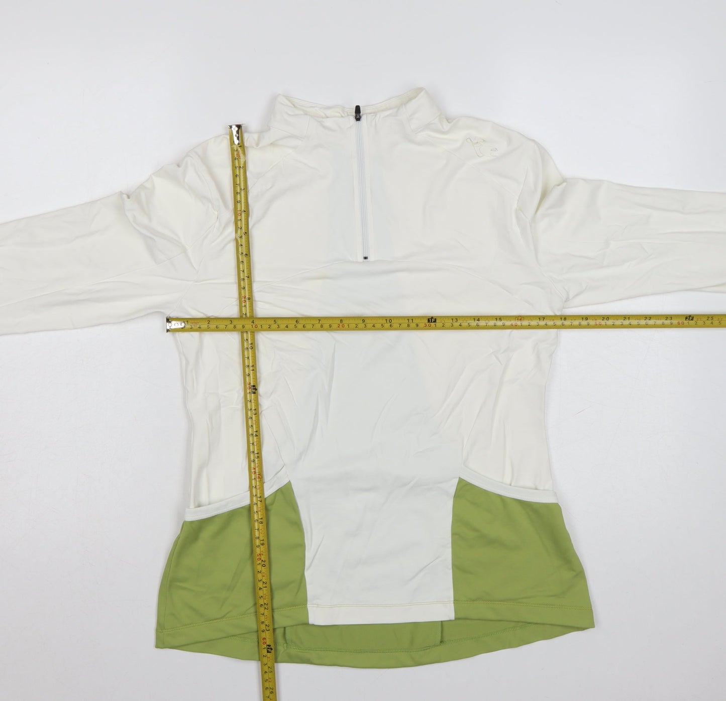 ZCA Women’s Ivory & Green 1/2 Zip Pullover Hoodie XL Polyamide Blend